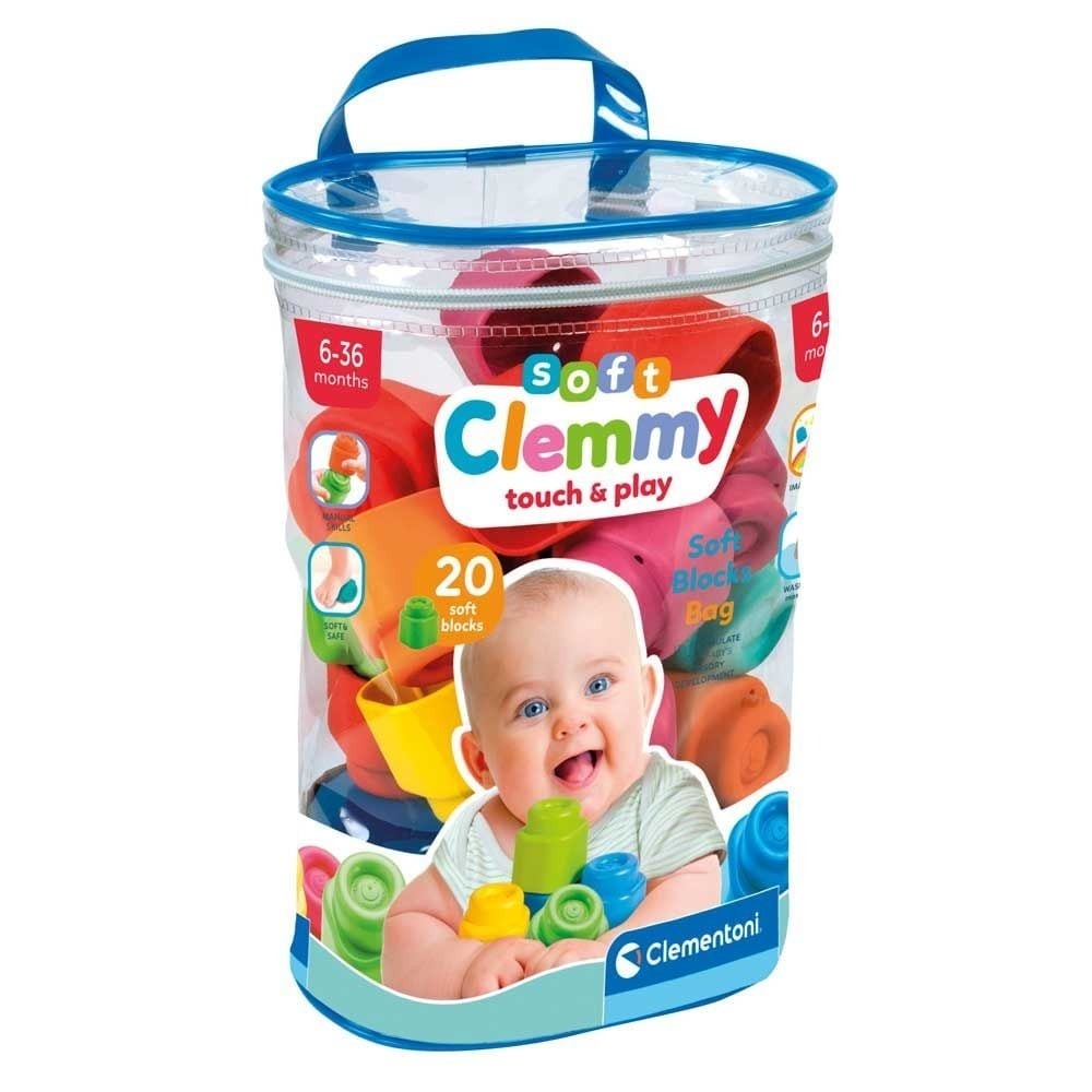 Soft Clemmy Touch & Play 20 Soft Blocks Bag by Clementoni, Ages 6-36 Months
